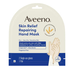 Aveeno Repairing CICA Hand Mask with Prebiotic Oat & Shea Butter for Extra Dry Skin, Fragrance-Free
