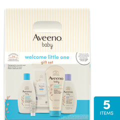 Aveeno Baby Welcome Little One Essentials Skincare Gift Set: Aloe, Lavender, Hypoallergenic, Alcohol-Free - 5ct