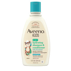 Aveeno Kids' 2-in-1 Hydrating Shampoo & Conditioner, Gently Cleanses, Conditions & Detangles Kids Hair - 12 fl oz