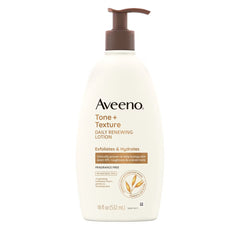 Aveeno Tone + Texture Daily Renewing Body Lotion, Fragrance-Free, 18 oz