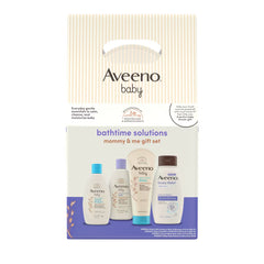 Aveeno Baby & Me Daily Bathtime Solutions Gift Set Includes Baby Wash, Shampoo,Calming Bath and Moisturizing Lotion - 4ct