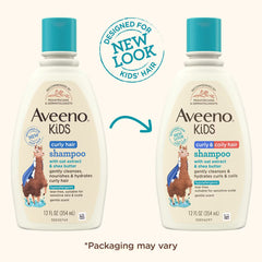 Aveeno Kids' Curly Hair Hydrating Shampoo, Oat Extract & Shea Butter - Gentle Scent - 12 fl oz