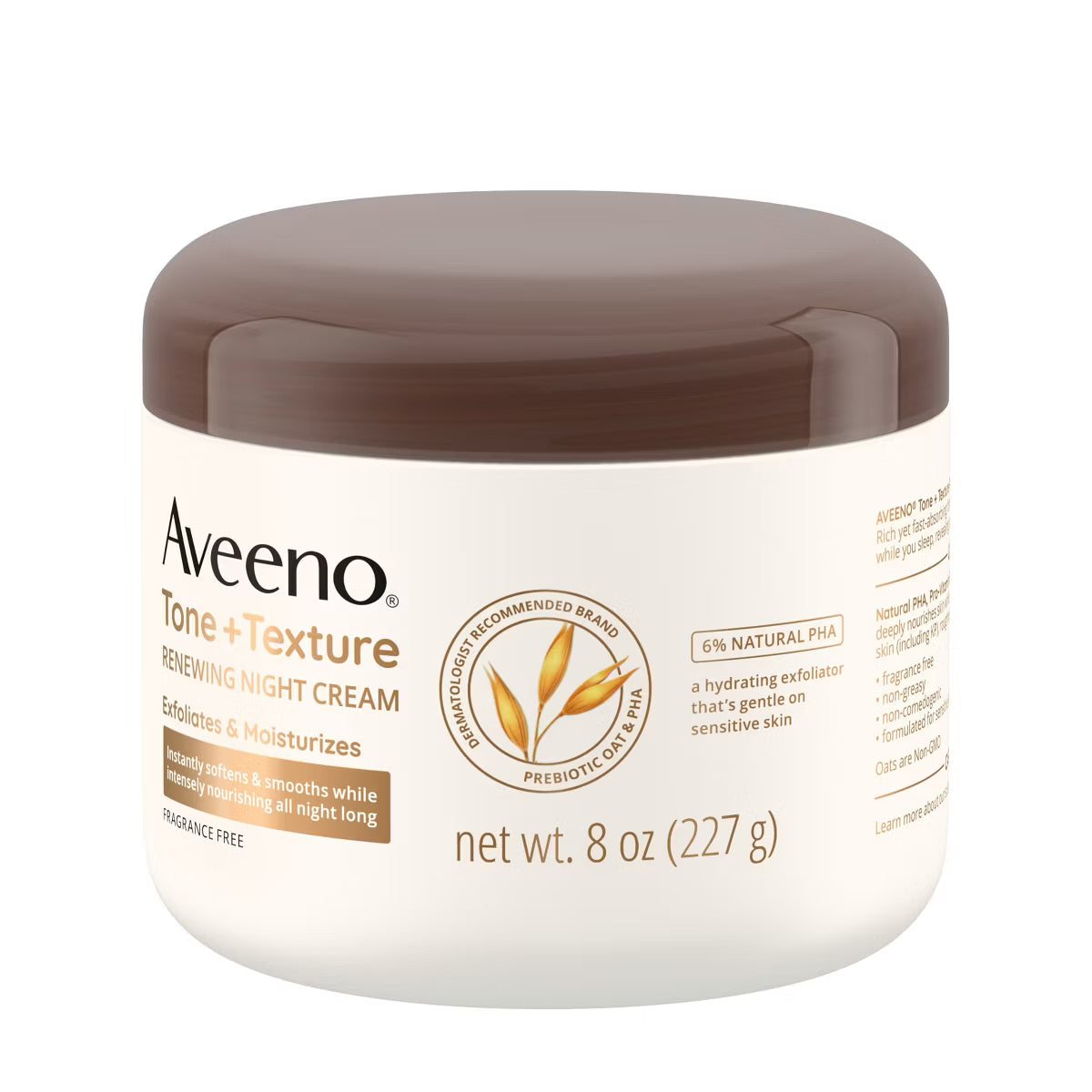 Aveeno Tone + Texture Renewing Body Night Cream, Fragrance-Free, 8oz