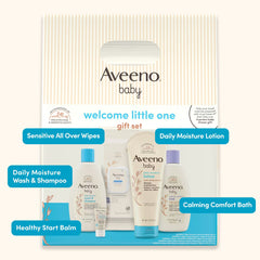 Aveeno Baby Welcome Little One Essentials Skincare Gift Set: Aloe, Lavender, Hypoallergenic, Alcohol-Free - 5ct