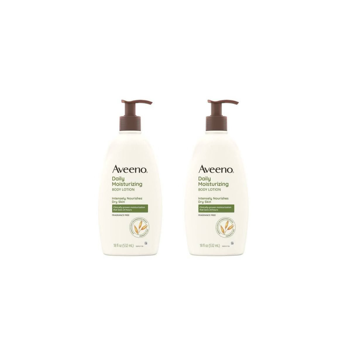 Aveeno 2 Pack/18oz Each Daily Moisturizing Lotion For Dry Skin, Fragrance-Free